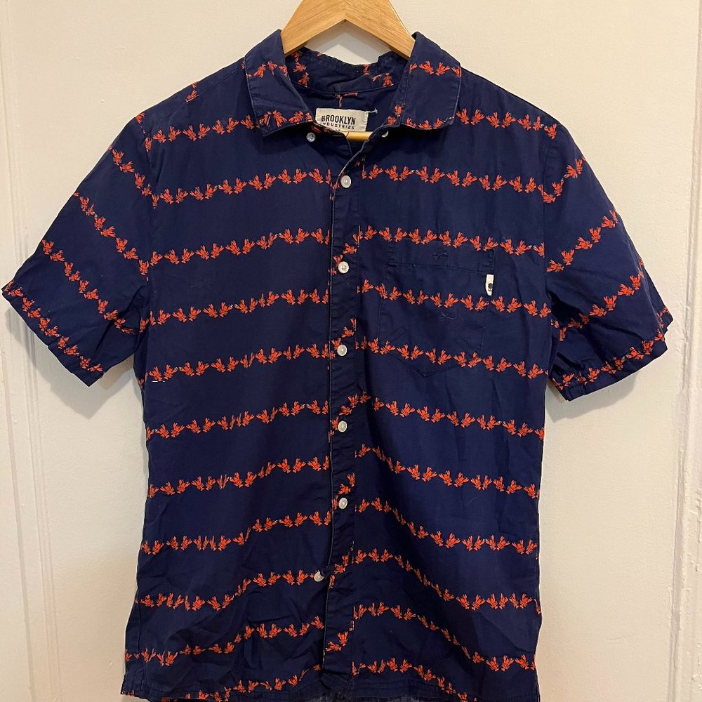 RARE Brooklyn Industries "Lobster" Short Sleeve Button-Up Shirt - Mens Medium